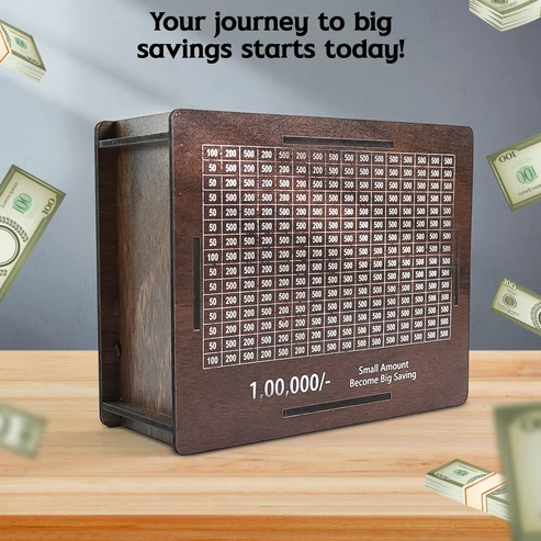 Wooden Piggy Bank Money Box – Motivational Savings Box for Kids